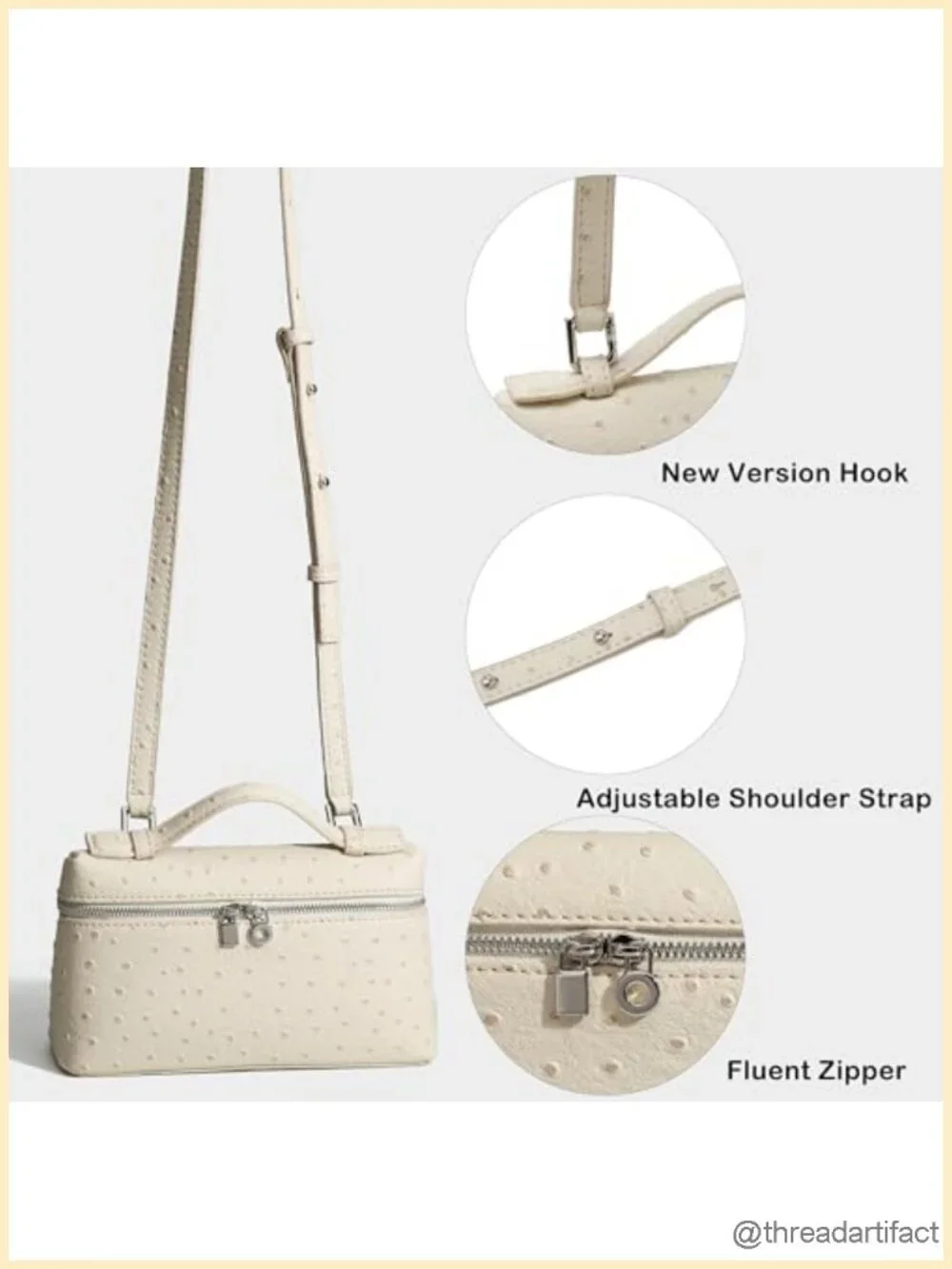 Crossbody Bag Small Top-Handle Pouch Shoulder Handbag Synthetic Ostrich Leather